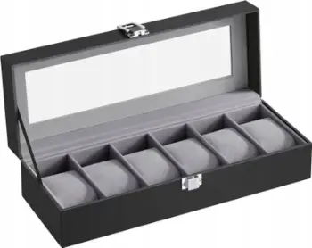 Kuti për ora Oskar Watch Box 6 JWB06BK, 6 ndarje, kapak transparent, e zezë