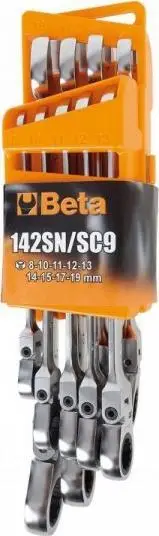 Set çelësash kombinues me ratchet Beta Tools 142SN/SC9, 9 copa, 8-19mm