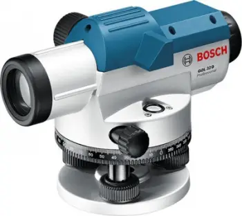 Nivel optik Bosch GOL 32 D Professional, zmadhim 32x, set me tripod dhe shufër matëse, blu
