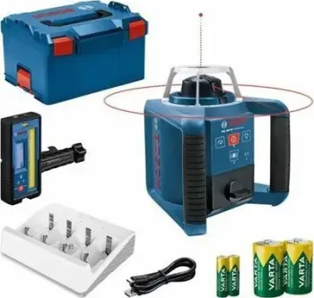 Nivel lazer rrotullues Bosch GRL 300 HV + LR 45, vetënivelues, me kuti L-BOXX, blu