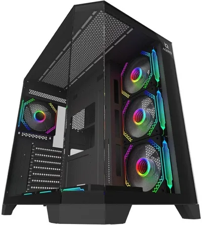Kase kompjuteri Titan Midi Tower, ATX, ARGB, xham i temperuar, e zezë - 1