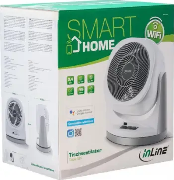 Ngrohës ventilator tavoline InLine 40161, 45W, smart WiFi, gri e bardhë