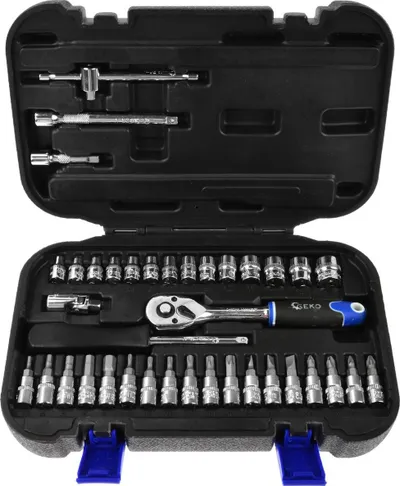Set çelësash tubë GEKO 1/4", 38 pjesë, CrV, në kuti plastike - 1