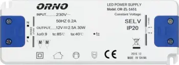 Furnizues energjie LED ORNO OR-ZL-1651, 12VDC, 30W, IP20, i bardhë
