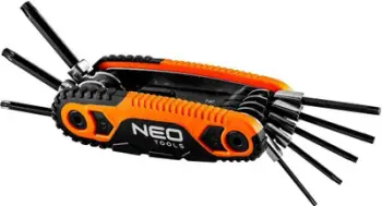 Set çelësa Torx NEO Tools 09-573, 8 copë T9 T40, dorezë T, i zi
