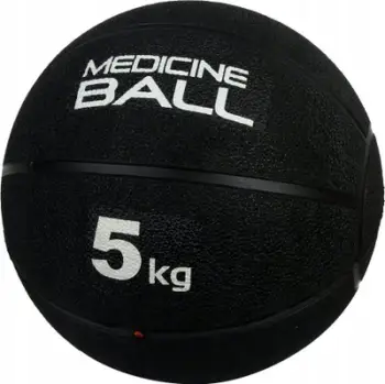 Top fitnesi Maxwel Medicine Ball, 5 kg, sipërfaqe gome, i zi