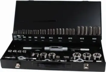 Set çelësa prerës dhe filiera Abraboro HSS-G, M3-M20, 55 pjesë