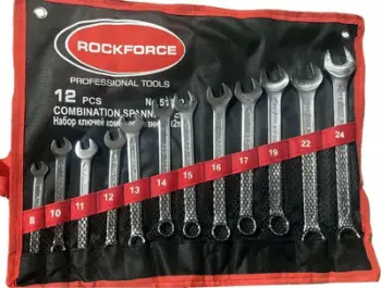 Set çelësa të kombinuar me racë, 12 copë, krom vanadium, në kuti plastike