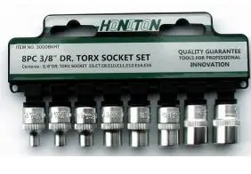 Set çelësash Honiton Torx, 3/8" E6-E16, 8 copë