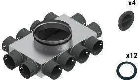 Kuti shpërndarëse ajri SpiroFlex VENT CLEAR SX-WS12X75/200, 12x dalje 75 mm, e izoluar, metalike