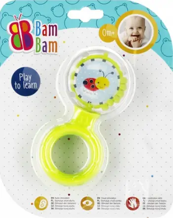 Top lodër BAM BAM Rattle Ball 482505, për foshnje, me zile, shumëngjyrësh