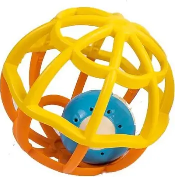 Top lodër Smily Play Soft Rattle Ball Orange World Sounds, sensorik, me drita dhe tinguj, portokalli