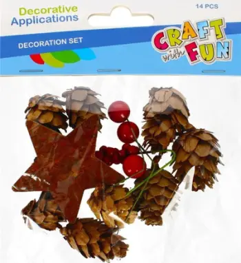 Set dekorativ me kallëpe pishe Craft with Fun DEC Nature Pinecone ACC, 14 copë, ngjyrë natyrale