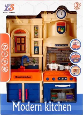 Kuzhinë lodër për kukulla Mega Creative Furniture B/O Kitchen, me drita dhe zë, 28x38x9, shumëngjyrëshe