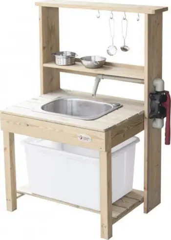 Kuzhinë lodër për fëmijë Classic World EDU Large Wooden Kitchen, prej druri, kafe