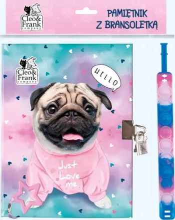 Set ditari me dry dhe byzylyk Cleo and Fran Doggy, dizajn me qenush, për fëmijë