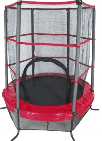 Trampolinë SPARTAN, me rrjetë sigurie, 137 cm, zi kuqe