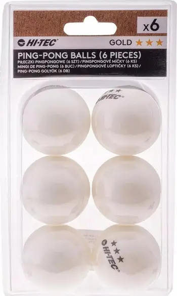 Topa ping pong Hi-tec Three Stars, set 6 copë, 40mm, të bardhë