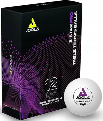 Topa pingpongu Joola 3 Star Pro, set 12 copë, plastikë ABS, të bardhë
