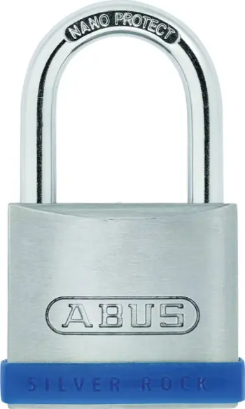 Kyç sigurie ABUS Silver Rock 5, trup 45mm, Nano Protect, argjendtë me blu