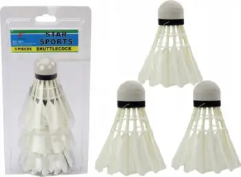 Toptha badminton Leantoys, me pupla natyrale, set 3 copë, të bardhë