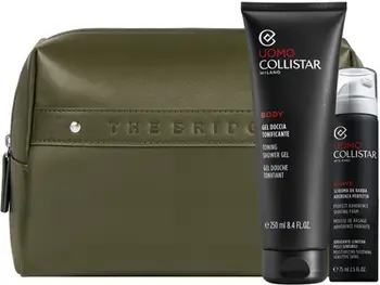 Set dhuratë për meshkuj Collistar Uomo The Bridge, xhel dushi 250ml, shkumë rroje 75ml, necesser kaki