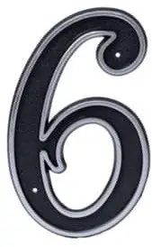 Numër shtëpie Blastic 6, 150mm, i zi