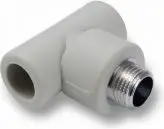 Nyje T Detal met Tee PP TGZ25X1/2, 25mm, filetë e jashtme 1/2", gri