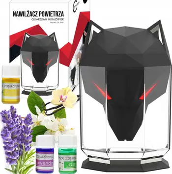Lagështues ajri Carruzzo Guardian Wolf, 650ml, aromaterapi LED, i zi
