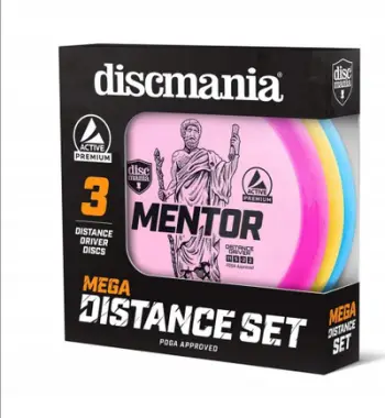 Set disqesh golf Discmania Active Mega Distance, 3 disqe, plastike Active Premium, shumëngjyrësh