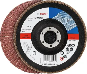 Set disqe flap Bosch X431 Standard for Metal, Ø125mm, P40 P60 P80, për metal