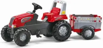 Traktor lodër Rolly Toys Junior 800261, me rimorkio, i kuq