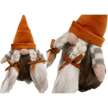 Figurë dekorative Saska Christmas GNOME, 15cm, vajzë, e kuqe gri