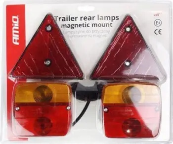 Set drita të pasme rimorkio AMiO 02095, LED, magnetike 7-pin, të kuqe