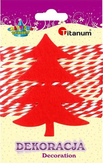 Dekor pemë Krishtlindjeje Titanum Felt Christmas Tree, 77x102mm, e kuqe