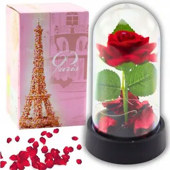 Dekor trëndafil Eternal Rose Dome, LED, 14x8cm, i kuq