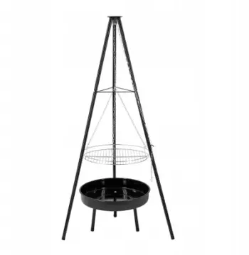 Trekëmbësh kampingu KingCamp Tripod Stand, set i kompletuar, çelik, i zi