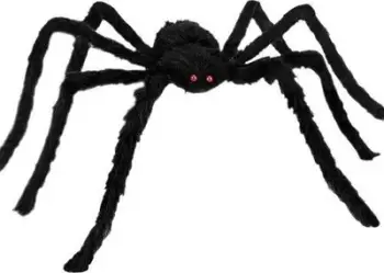 Dekoratë Halloween merimangë gjigante, e zezë, me qime