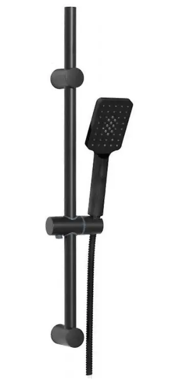 Set dushi Invena NYKS, shufër e rregullueshme, handshower, i zi mat