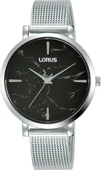 Orë dore Lorus RG241SX9 për femra, çelik inoks, 34mm, e zezë gri