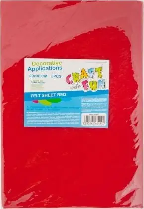 Set fletë filci Craft with Fun Felt Sheet, 20 x 30 cm, 5 copë, shumëngjyrëshe