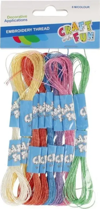 Set fije qëndisjeje Craft with Fun Decoration Muline, 8 ngjyra mix