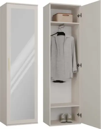 Garderobë DUO Cashmere, me pasqyrë, me rafte dhe shufër varëse, bezhë cashmere