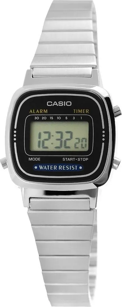 Orë digjitale Casio LA670WD-1, çelik inoksi, ekran i zi - 1