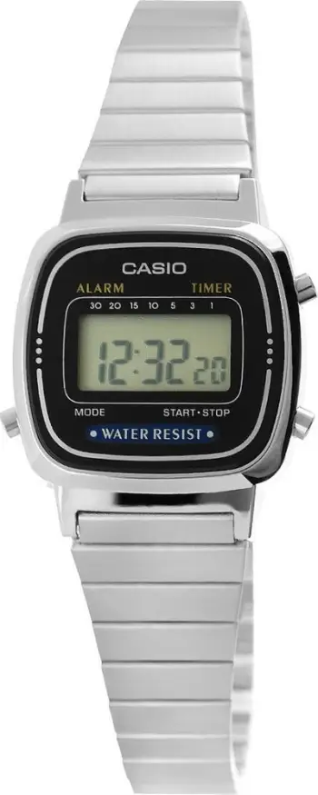 Orë digjitale Casio LA670WD-1, çelik inoksi, ekran i zi