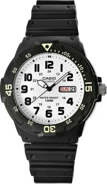 Ora dore Casio MRW-200H-7B, sportive, rezistente ndaj ujit, e bardhë