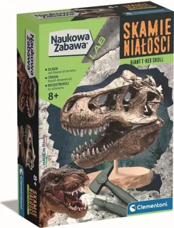Set edukativ Clementoni Science & Play Fossils T-Rex Skull 50790, model kafkë dinosauri, për fëmijë