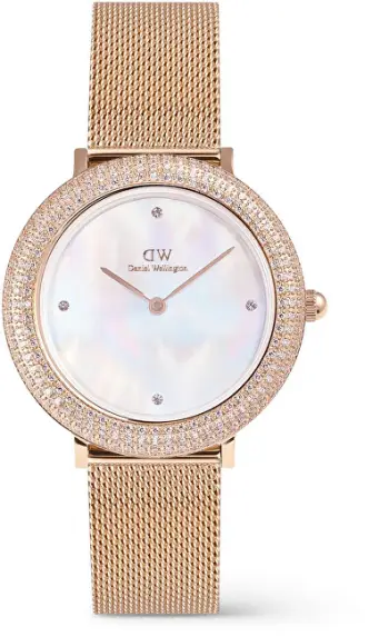 Orë dore për femra Daniel Wellington Crystalline Bezel Melrose DW00100823, ari rozë