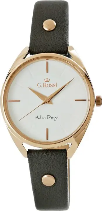 Orë dore për femra G.Rossi 12191A2-3B4, kuarc, rezistente ndaj ujit 3 BAR, rrip gri
