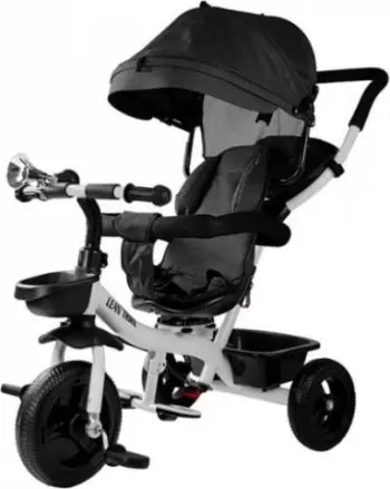 Tricikletë për fëmijë LeanToys PRO300, 6 60 muaj, me tendë UV, e zezë